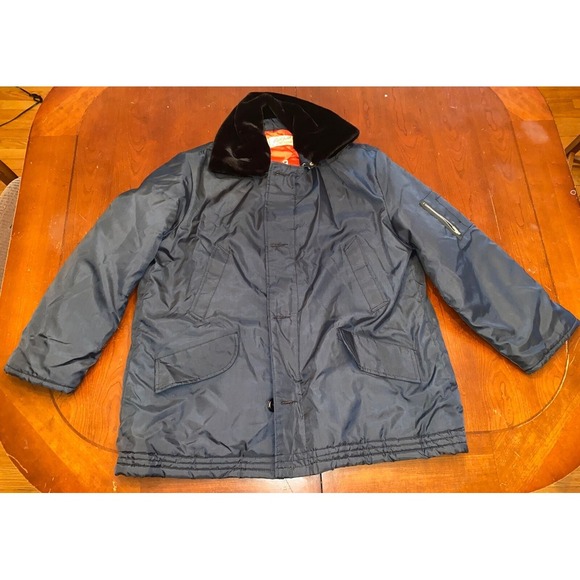 Vintage Other - Vtg navy Flight Full Zip Bomber Jacket WPL 10881 Sz XL Faux Fur Collar‎ Mens